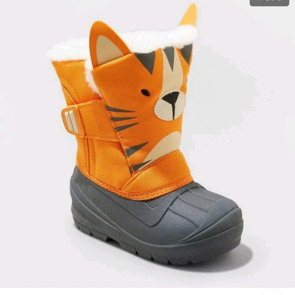 Cat & Jack Orange Tiger Kids Waterproof Snow Boot